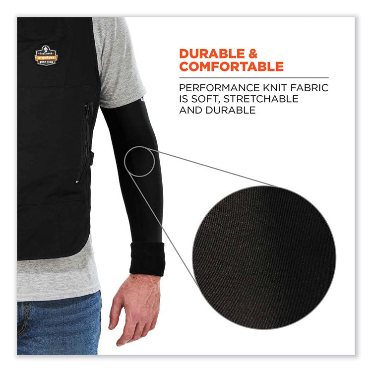 Chill-Its 6690 Performance Knit Cooling Arm Sleeve, Polyester/Spandex, X-Large, Black, 2 Sleeves