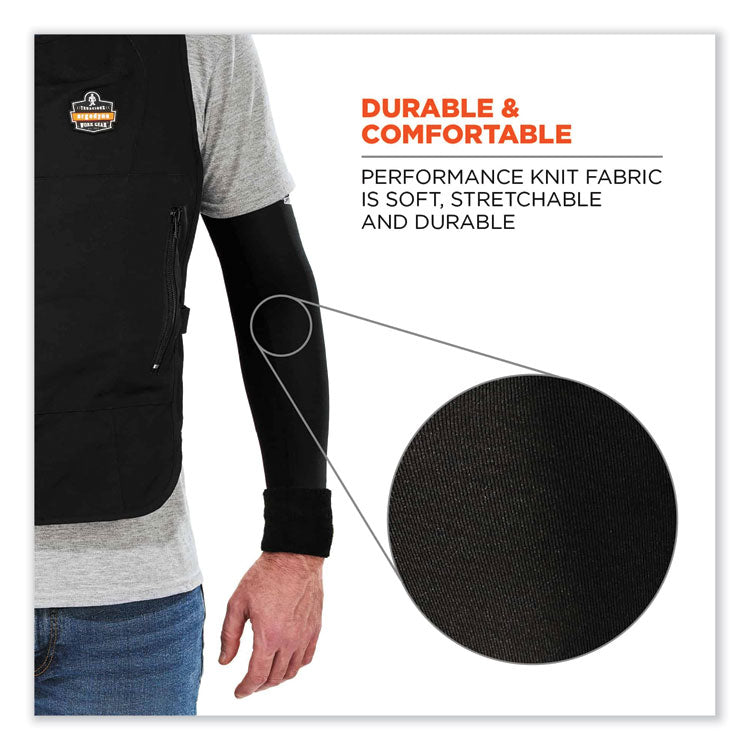 Chill-Its 6690 Performance Knit Cooling Arm Sleeve, Polyester/Spandex, 2X-Large, Black, 2 Sleeves