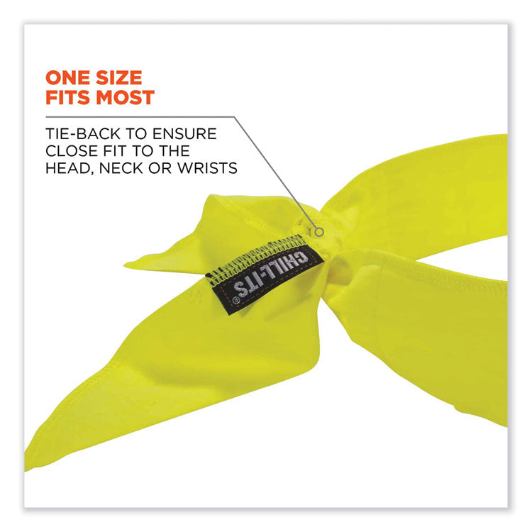 Chill-Its 6702 Cooling Embedded Polymers Tie Bandana, One Size Fits Most, Lime