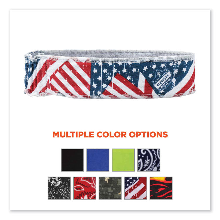 Chill-Its 6605 High-Performance Cotton Terry Cloth Sweatband, One Size Fits Most, Stars and Stripes