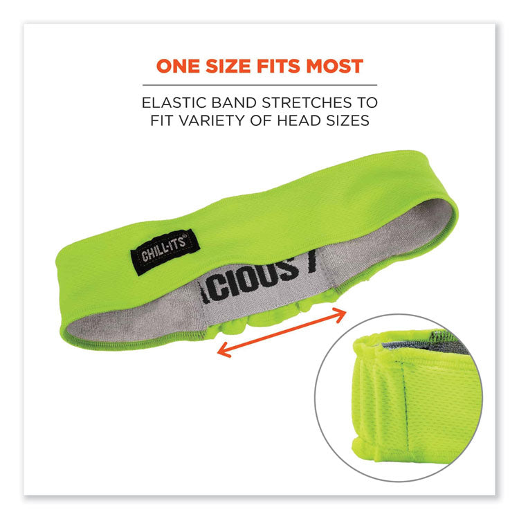 Chill-Its 6605 High-Performance Terry Cloth Sweatband, Cotton Terry Cloth, One Size Fits Most, Lime