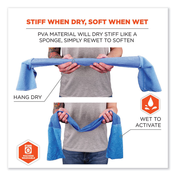 Chill-Its 6604 Multipurpose Cleaning Cooling Towel, 35 x 8, One Size Fit Most, Microfiber/PVA, Blue