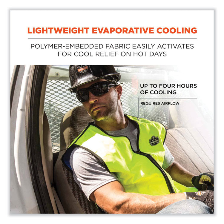 Chill-Its 6665 Embedded Polymer Cooling Vest with Zipper, Nylon/Polymer, Medium, Lime