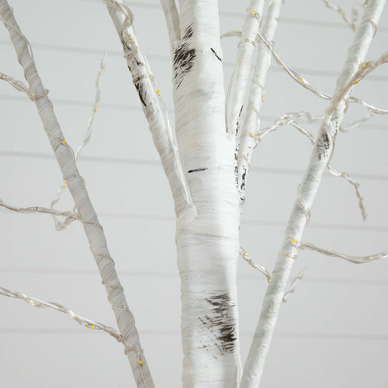 Nearly Natural 8-ft Pre-Lit Artificial White Birch Tree with 500 Warm White LED Lights (T4912)