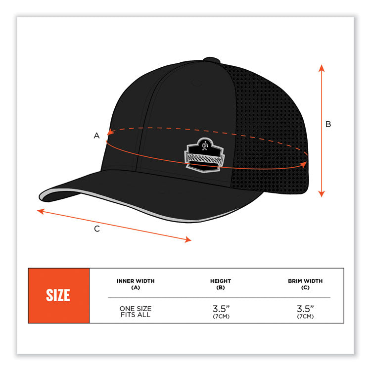 Chill-Its 8937 Performance Cooling Baseball Hat, One Size Fits Most, Black