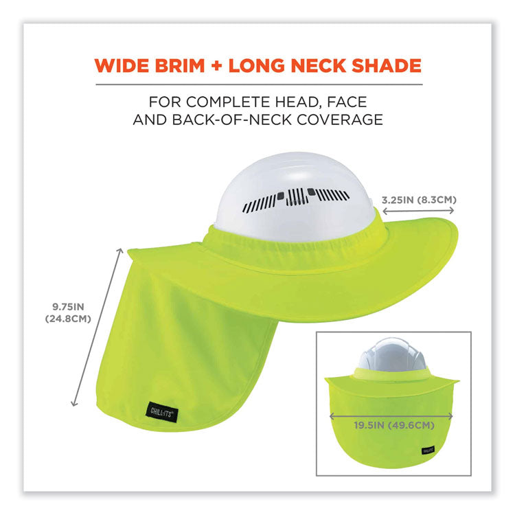 Chill-Its 6660 Hard Hat Brim + Neck Shade, 19.5 x 9.75, Lime