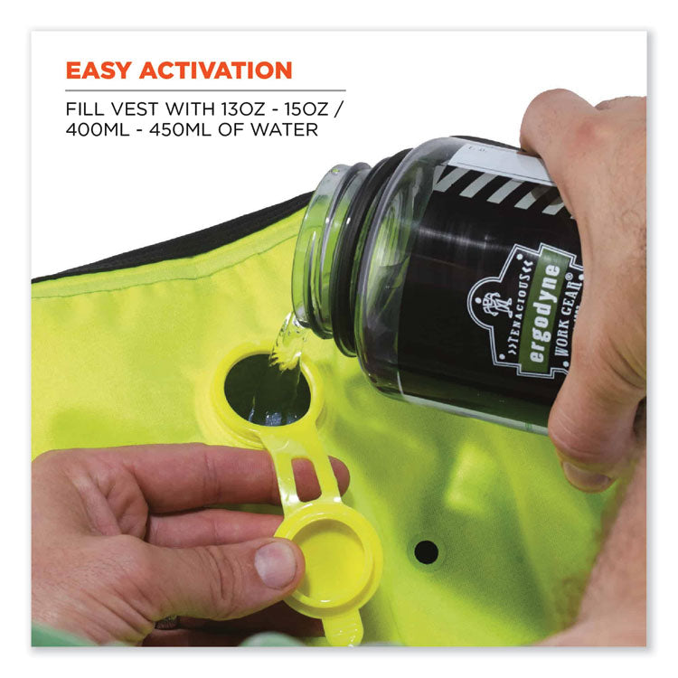 Chill-Its 6685 Premium Dry Evaporative Cooling Vest with Zipper, Nylon, X-Large, Lime