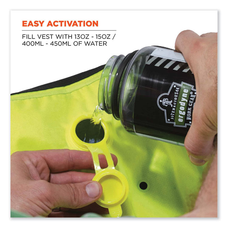Chill-Its 6685 Premium Dry Evaporative Cooling Vest with Zipper, Nylon, 3X-Large, Lime