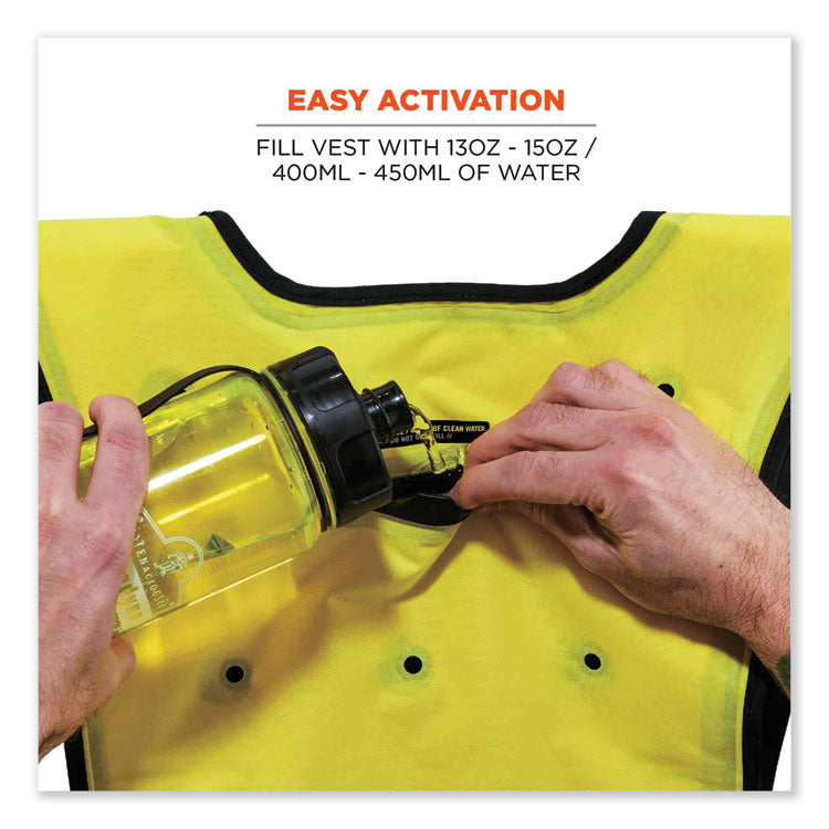 Chill-Its 6687 Economy Dry Evaporative Cooling Elastic Waist Vest, Nylon, Small/Medium, Lime
