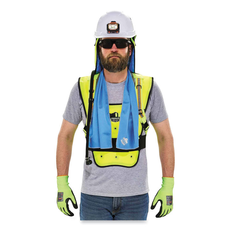 Chill-Its 6687 Economy Dry Evaporative Cooling Elastic Waist Vest, Nylon, Large/X-Large, Lime