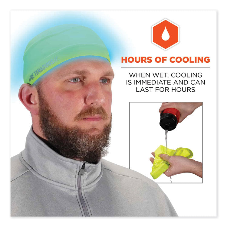 Chill-Its 6632 Performance Knit Cooling Skull Cap, Polyester/Spandex, One Size Fits Most, Lime