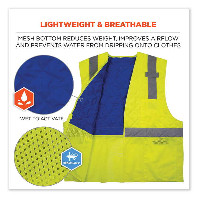 Chill-Its 6668 Class 2 Hi-Vis Safety Cooling Vest, Polymer, 2X-Large, Lime