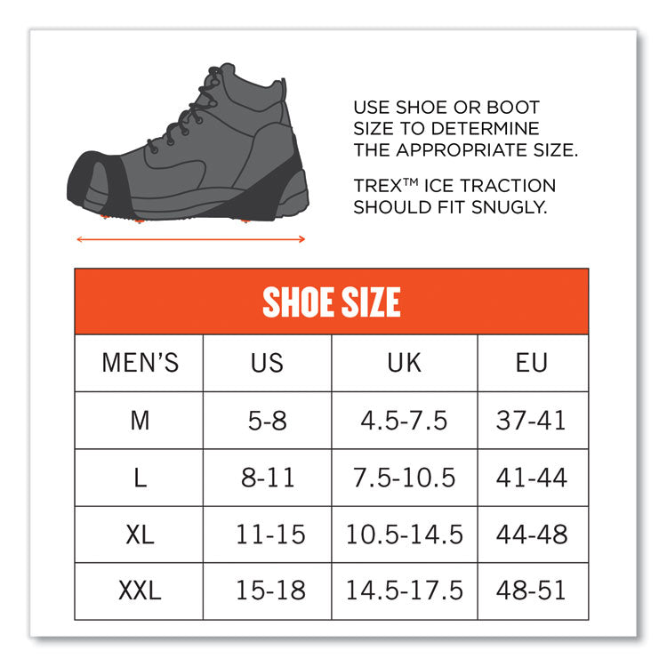 Trex 6300TC One-Piece Slip-on Tungsten Carbide Ice Cleats, Large, Black, Pair