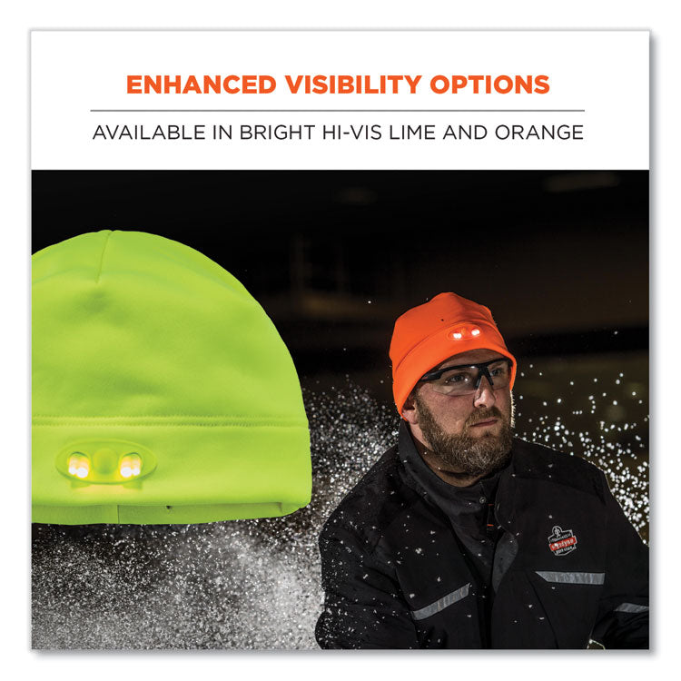N-Ferno 6804 Skull Cap Winter Hat with LED Lights, One Size Fits Mosts, Lime