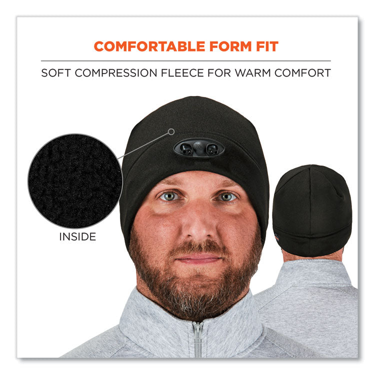 N-Ferno 6804 Skull Cap Winter Hat with LED Lights, One Size Fits Mosts, Black