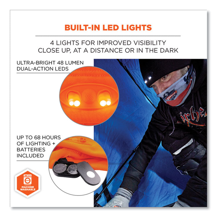 N-Ferno 6804 Skull Cap Winter Hat with LED Lights, One Size Fits Most, Orange