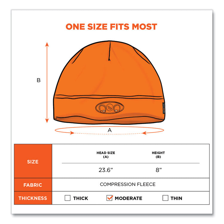 N-Ferno 6804 Skull Cap Winter Hat with LED Lights, One Size Fits Most, Orange