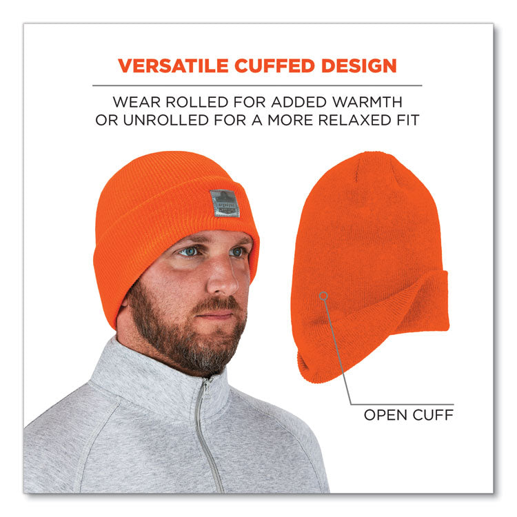 N-Ferno 6806 Cuffed Rib Knit Winter Hat, One Size Fits Most, Orange