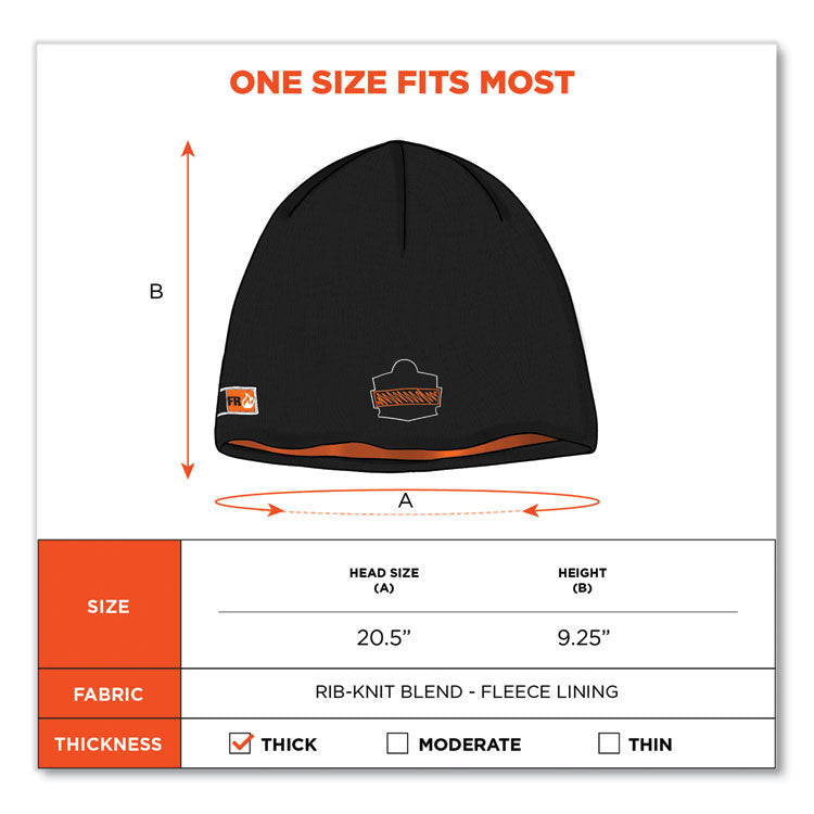 N-Ferno 6820 FR Cotton Fleece Knit Hat, One Size Fits Most, Black