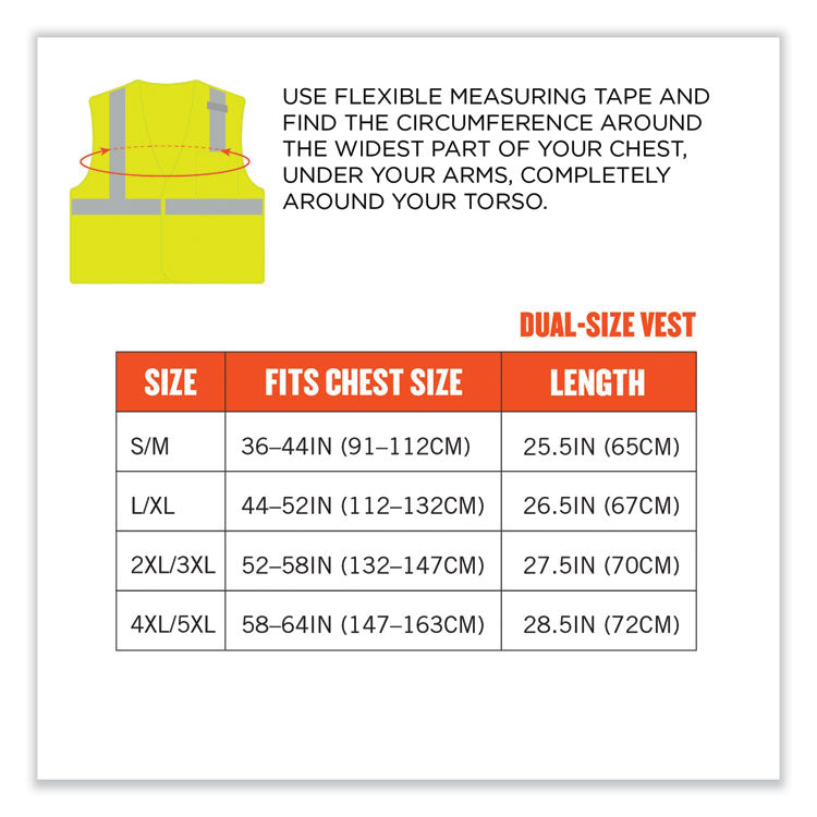 GloWear 8210HL Class 2 Economy Mesh Hook and Loop Vest, Polyester, Small/Medium, Lime