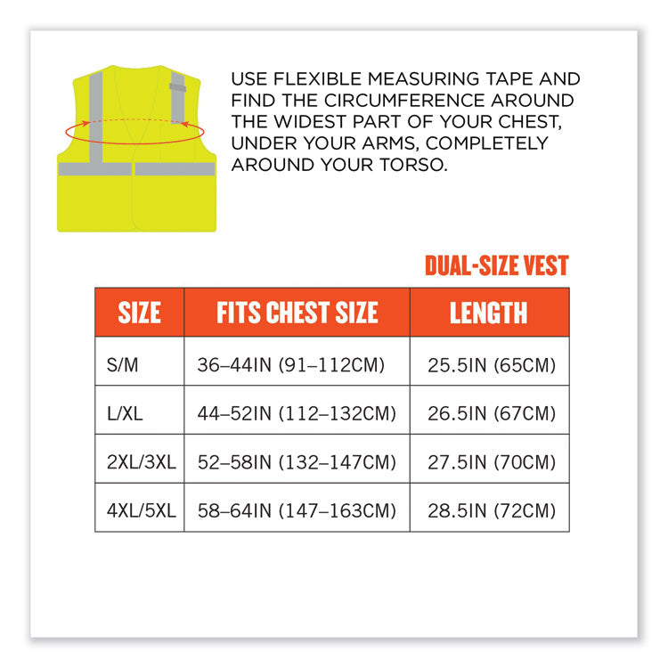 GloWear 8210HL Class 2 Economy Mesh Hook and Loop Vest, Polyester, 2X-Large/3X-Large, Lime