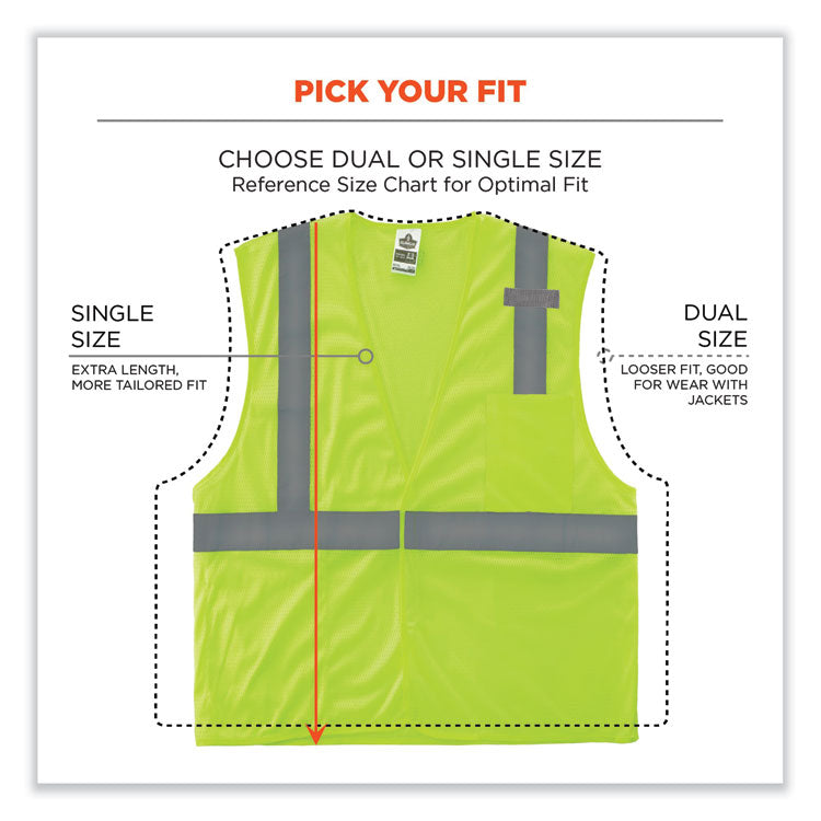 GloWear 8210HL Class 2 Economy Mesh Hook and Loop Vest, Polyester, 4X-Large/5X-Large, Lime
