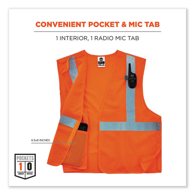 GloWear 8215BA Class 2 Economy Breakaway Mesh Vest, Polyester, X-Small, Orange
