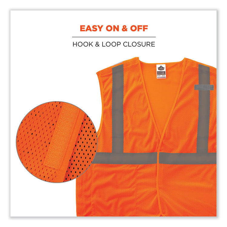 GloWear 8215BA Class 2 Economy Breakaway Mesh Vest, Polyester, X-Small, Orange