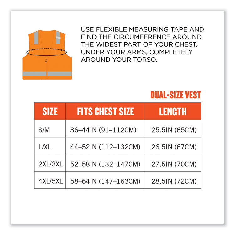 GloWear 8215BA Class 2 Economy Breakaway Mesh Vest, Polyester, X-Small, Orange