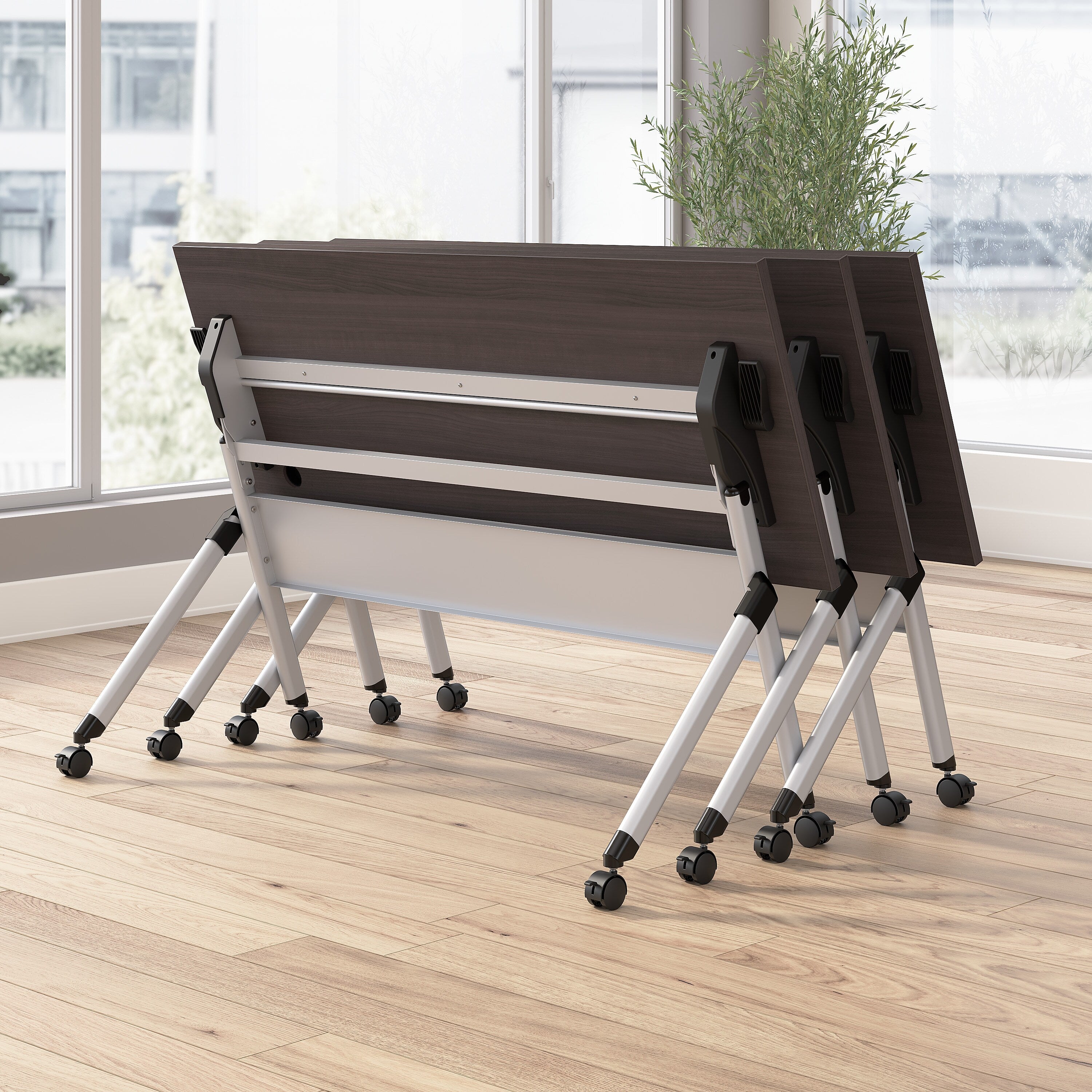 Bush Business Furniture Envision 72"W Foldable Training Room Table, Storm Gray (NVS010SG)