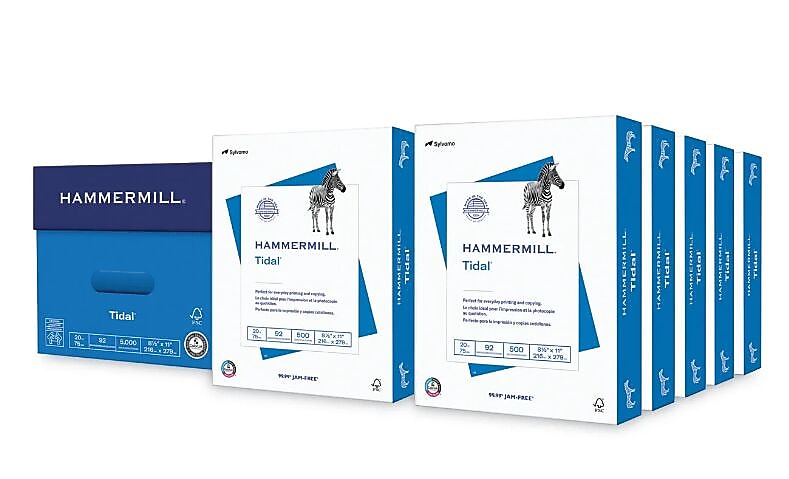 Hammermill Tidal Print Paper, 92 Bright, 20 lb Bond Weight, 8.5 x 11, White, 500 Sheets/Ream, 10 Reams/Carton (HAM162008)