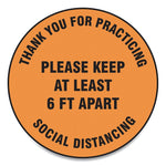 Accuform Slip-Gard Floor Signs, 12" Circle,"Thank You For Practicing Social Distancing...", Orange, 25/PK (GN1MFS428ESP)