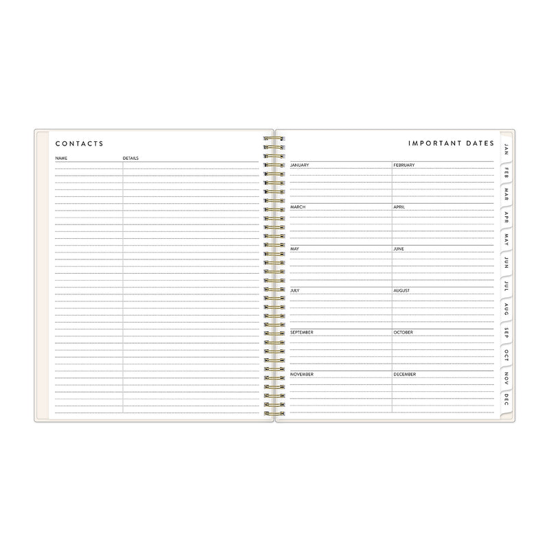 2026 Blue Sky Bespoke Letterpress Cream Hearts 8.5" x 11" Calendar Year Weekly & Monthly Planner, Plastic Cover (156227)