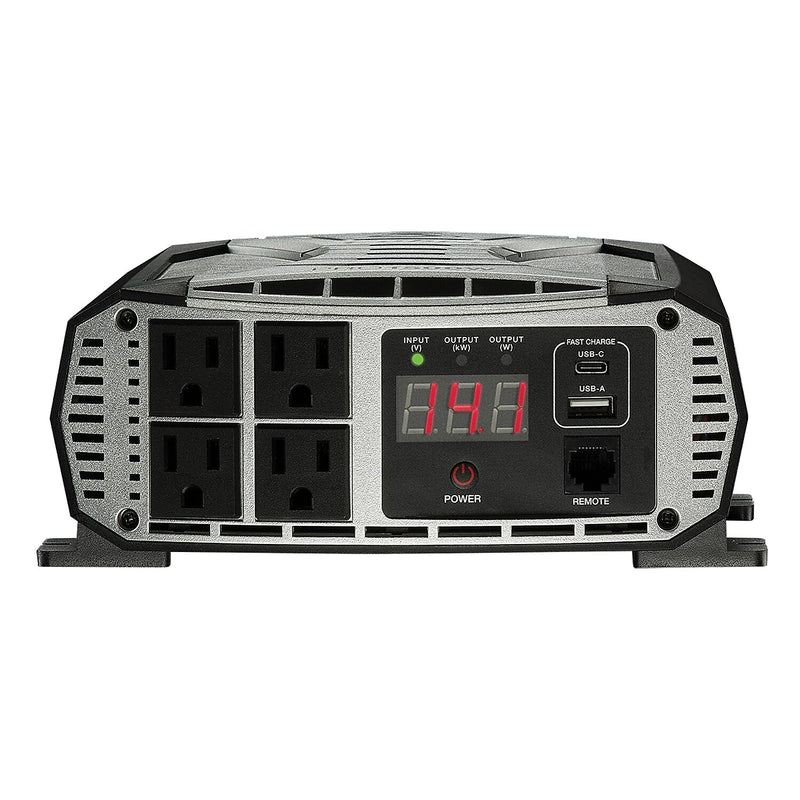 Cobra PRO 1500W Professional-Grade Power Inverter with 2 USB Ports, 4-Outlets, Black & Gray (CPI1500W)