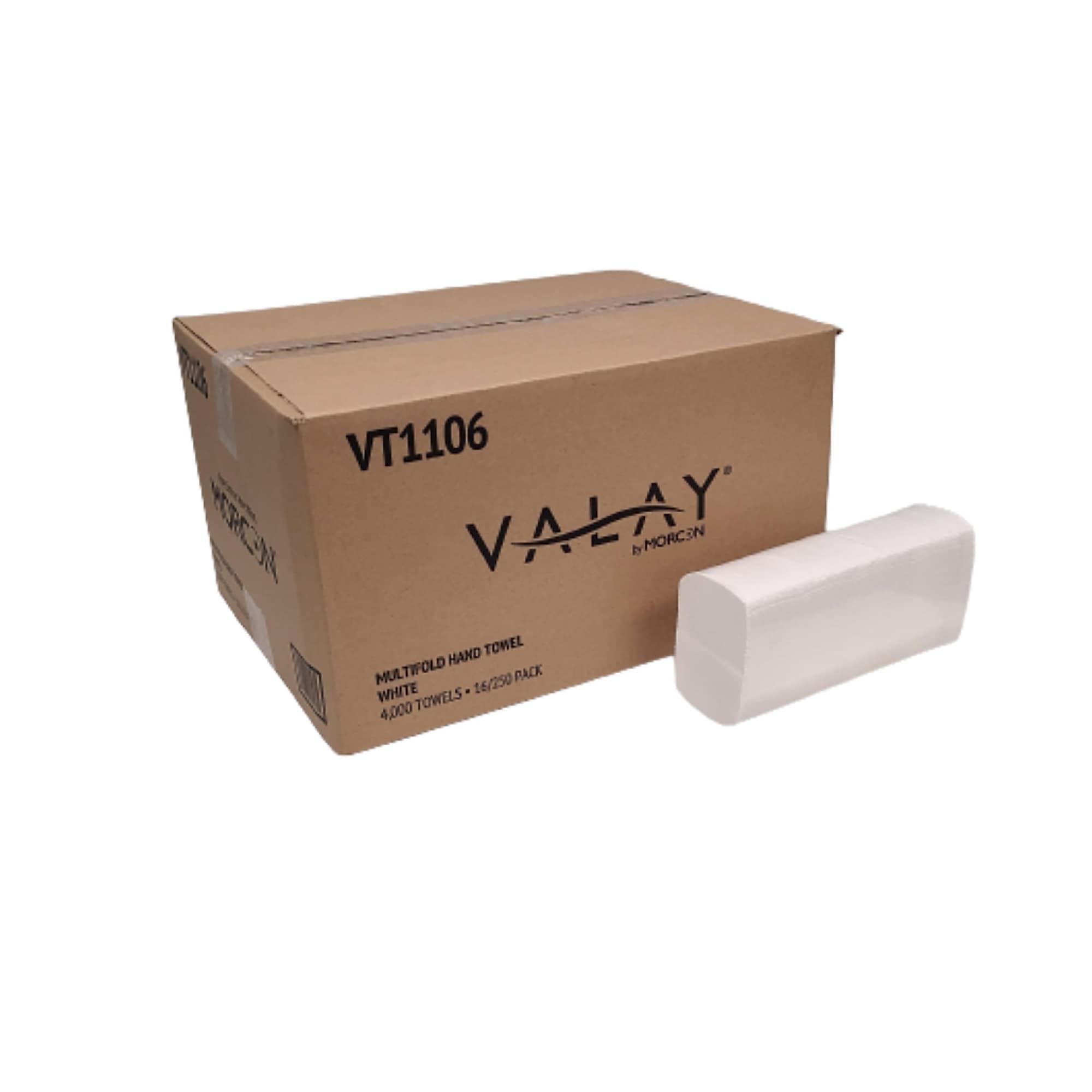 Morcon Valay Multifold Paper Towels, 1-Ply, 250 ft./Pack, 16 Packs/Carton (VT1106)
