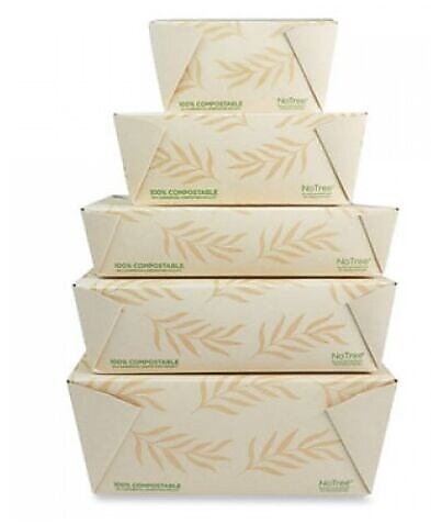 World Centric #3 No Tree Folded Takeout Containers, 65 oz., 6.25" x 8.7" x 2.5", Natural, Sugarcane, 200/Carton (TONT3)