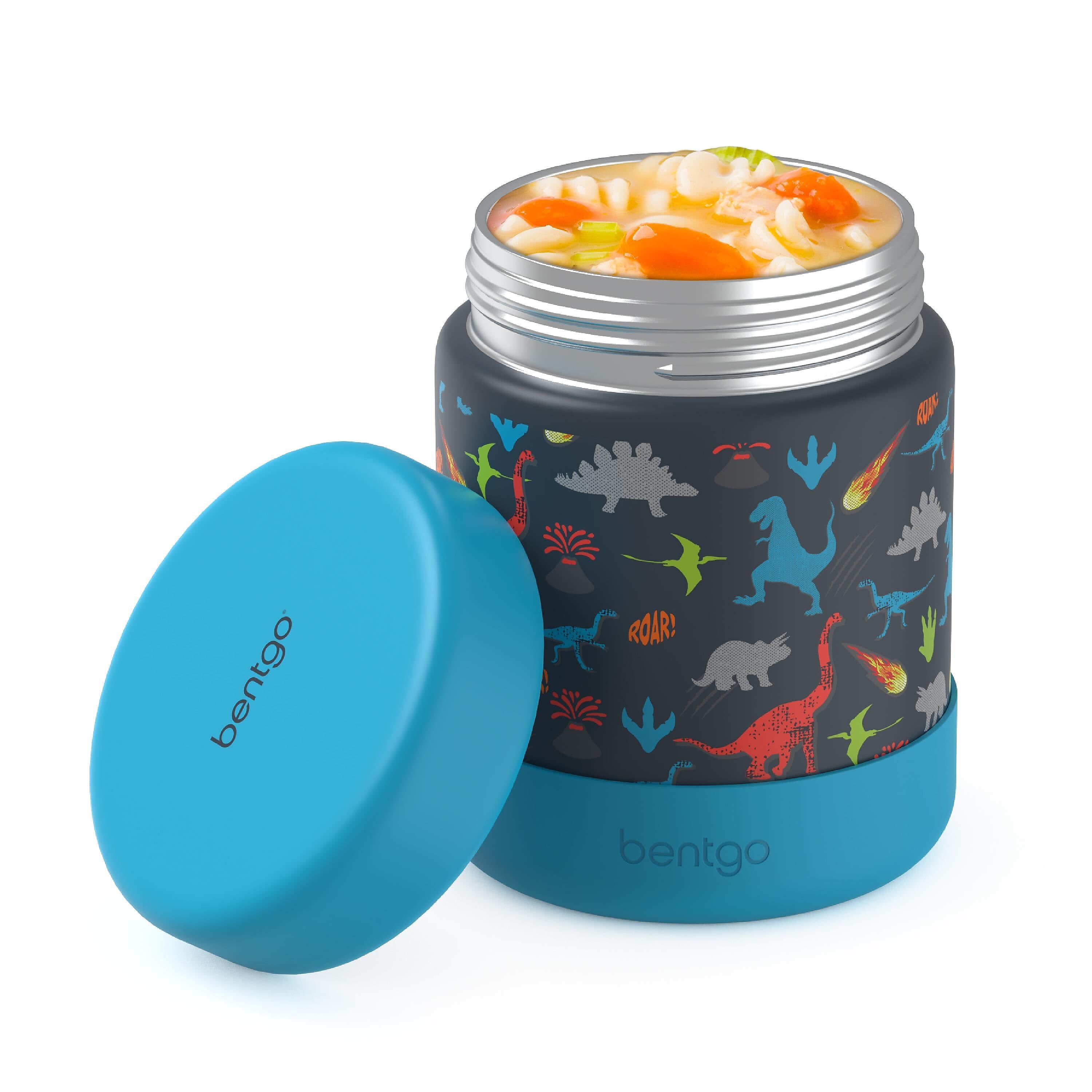 bentgo Kids Stainless Steel Insulated Food Jar, Dinosaur, 11 oz. (BGKDJAR-DNO)