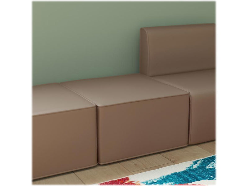 Flash Furniture Bright Beginnings Vinyl Modular Classroom 1-Seater Ottoman, Brown (MK-KE15679-GG)