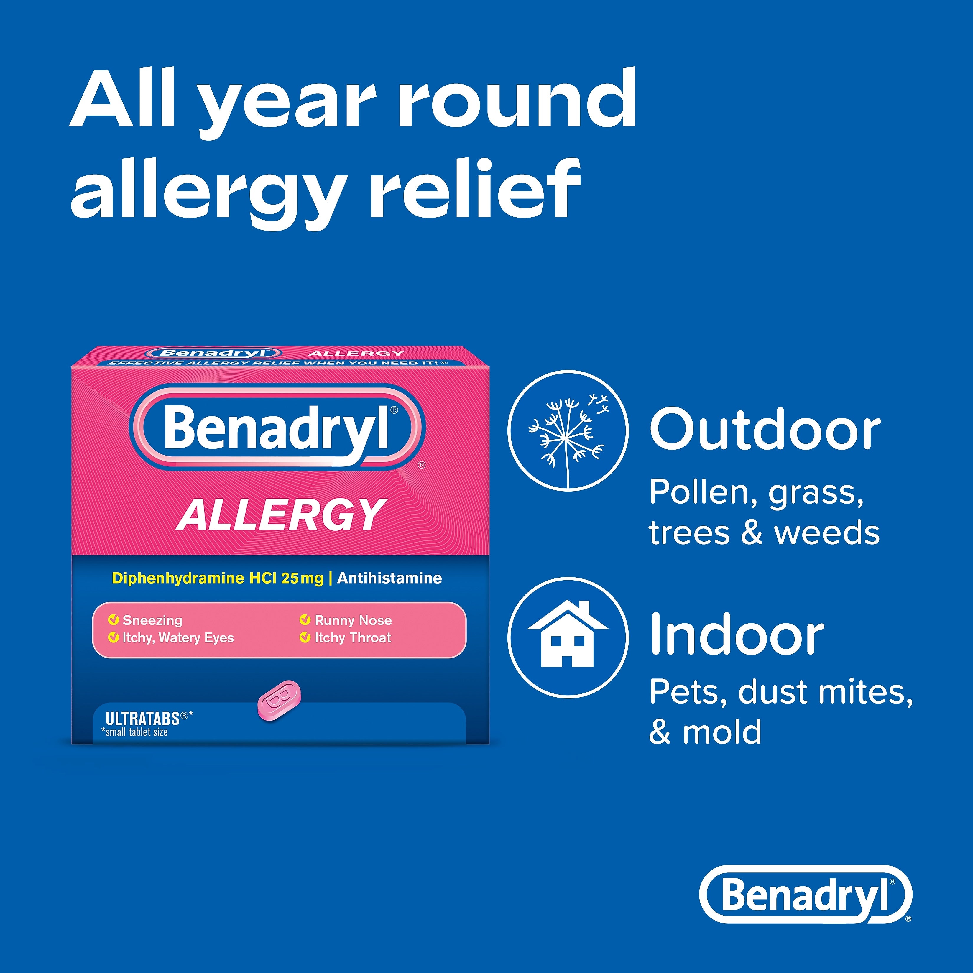 Benadryl Allergy Ultratabs Tablets, 60/Box, 2/Pack (24489863)