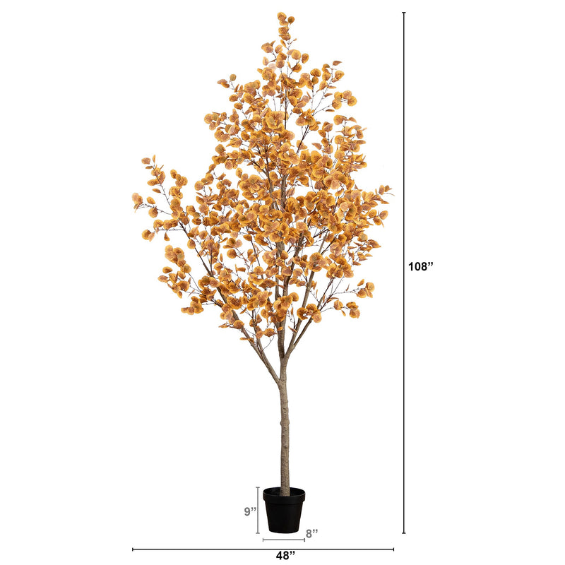 Nearly Natural 9' Autumn Eucalyptus Artificial Fall Tree (T4814)