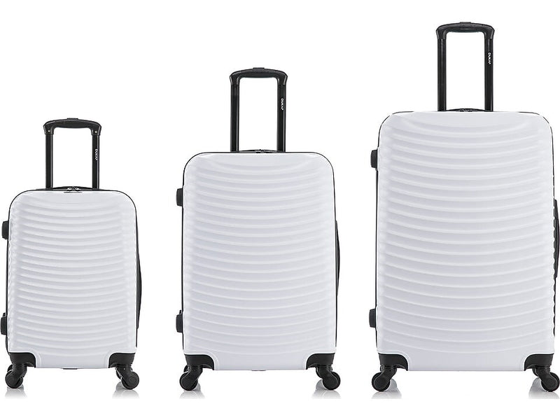 DUKAP Adly 3-Piece Hardside Spinner Luggage Set, TSA Checkpoint Friendly, White (DKADLSML-WHI)