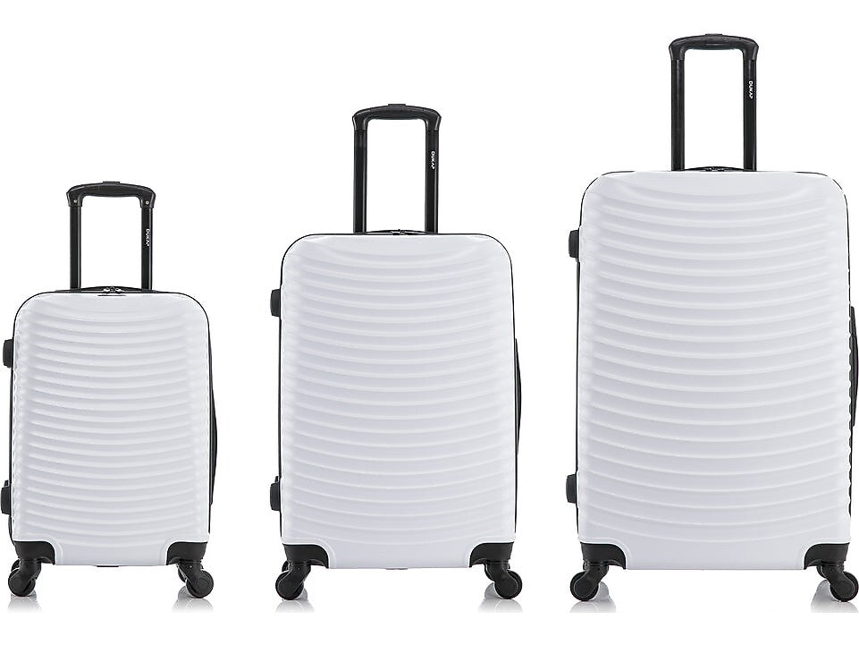 DUKAP Adly 3-Piece Hardside Spinner Luggage Set, TSA Checkpoint Friendly, White (DKADLSML-WHI)