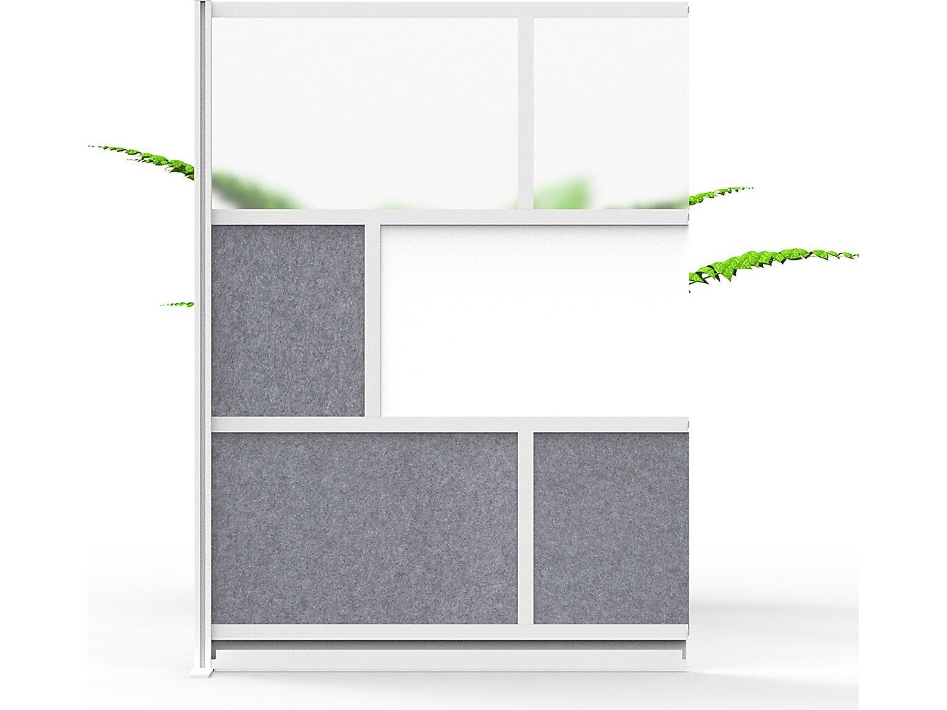 Luxor Workflow Series 6-Panel Modular Room Divider System Add-On Wall with Whiteboard, 70"H x 53"W, Gray/Silver