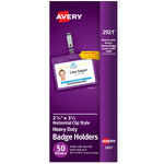Avery Secure Top Heavy Duty Clip Style Name Badge Holders, 2 1/4" x 3 1/2", Clear Landscape Holders, 50/Box (2921)