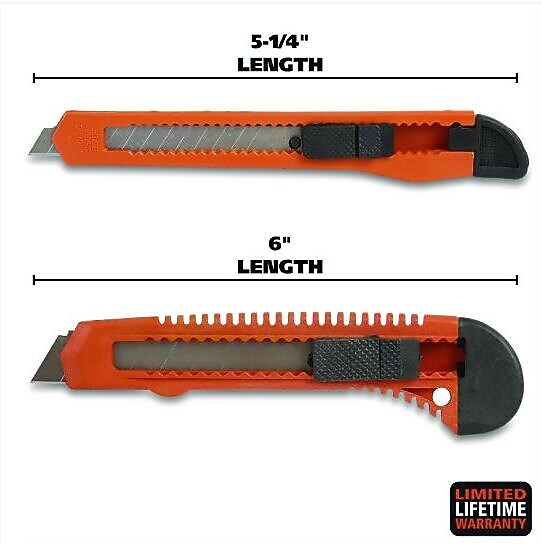 Great Neck Snap-Off Utility Knife Set, 9 mm Knife, 18 mm Knife, Orange/Black (GNS2SBK)