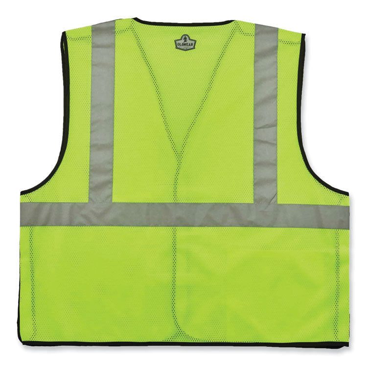 GloWear 8216BA Class 2 Breakaway Mesh ID Holder Vest, Polyester, Small/Medium, Lime