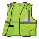 GloWear 8216BA Class 2 Breakaway Mesh ID Holder Vest, Polyester, Small/Medium, Lime
