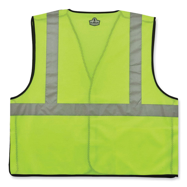 GloWear 8216BA Class 2 Breakaway Mesh ID Holder Vest, Polyester, Large/X-Large, Lime