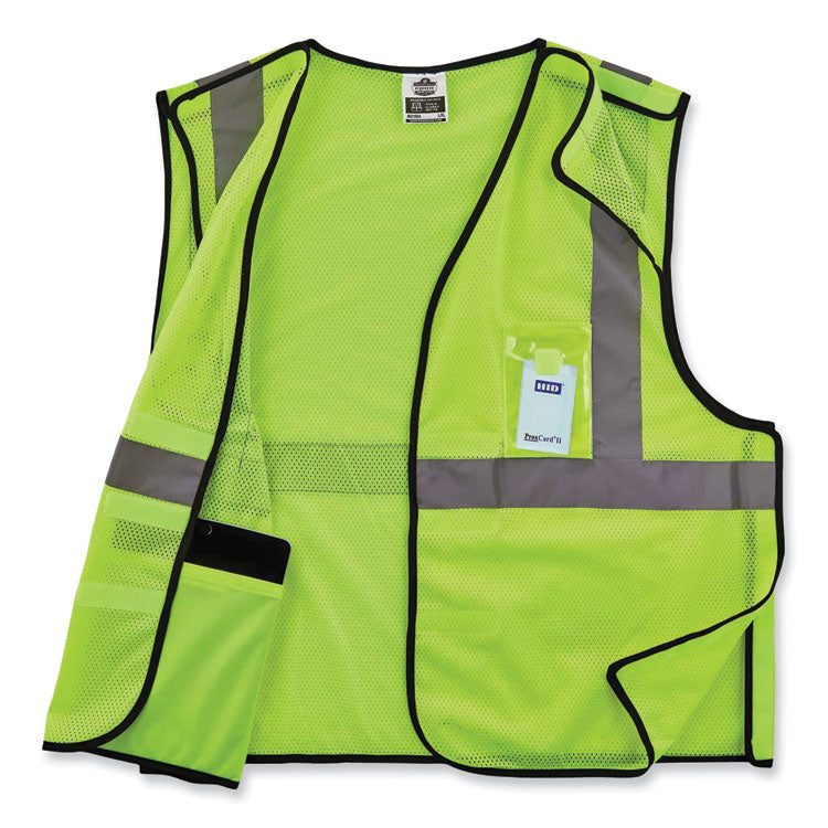 GloWear 8216BA Class 2 Breakaway Mesh ID Holder Vest, Polyester, 2X-Large/3X-Large, Lime