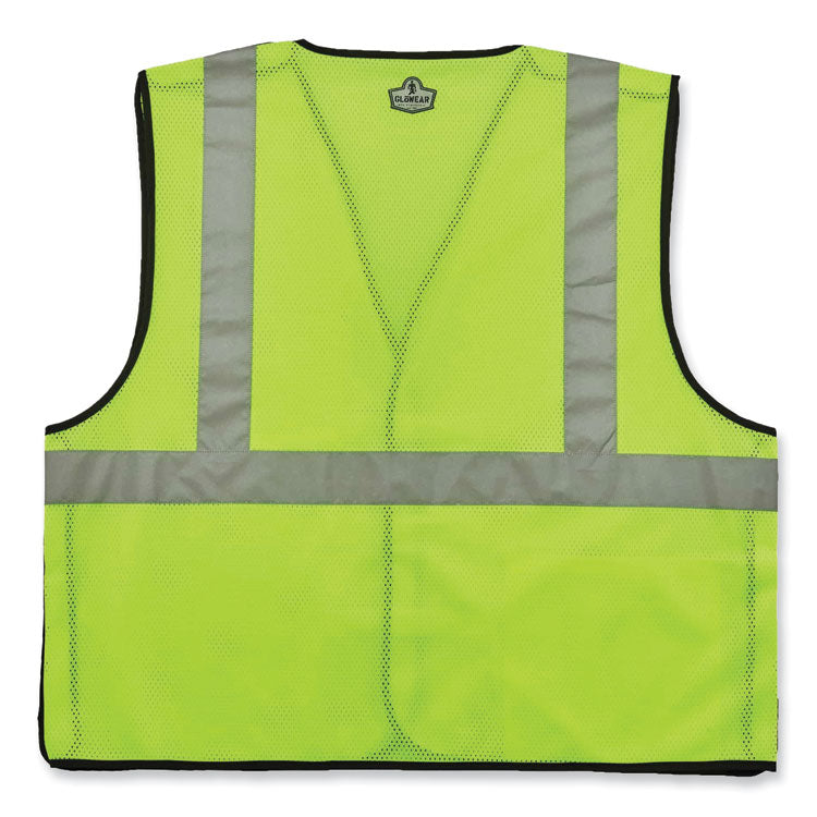 GloWear 8216BA Class 2 Breakaway Mesh ID Holder Vest, Polyester, 4X-Large/5X-Large, Lime